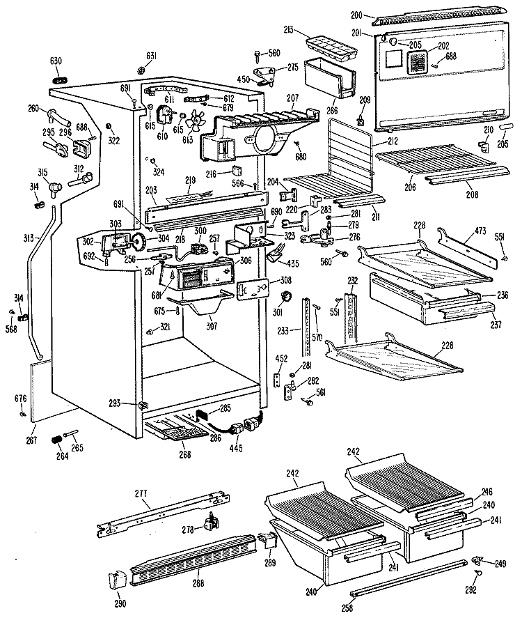 Section Diagram and Parts List for CTX18GFCR  Hotpoint Refrigerator
