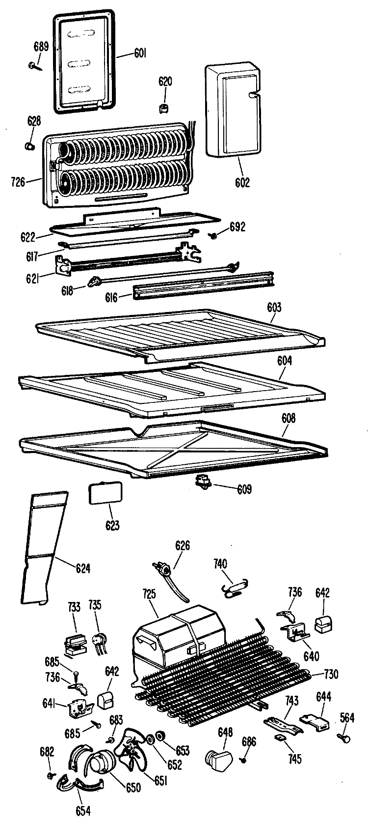 Section Diagram and Parts List for CTX18GFCR  Hotpoint Refrigerator