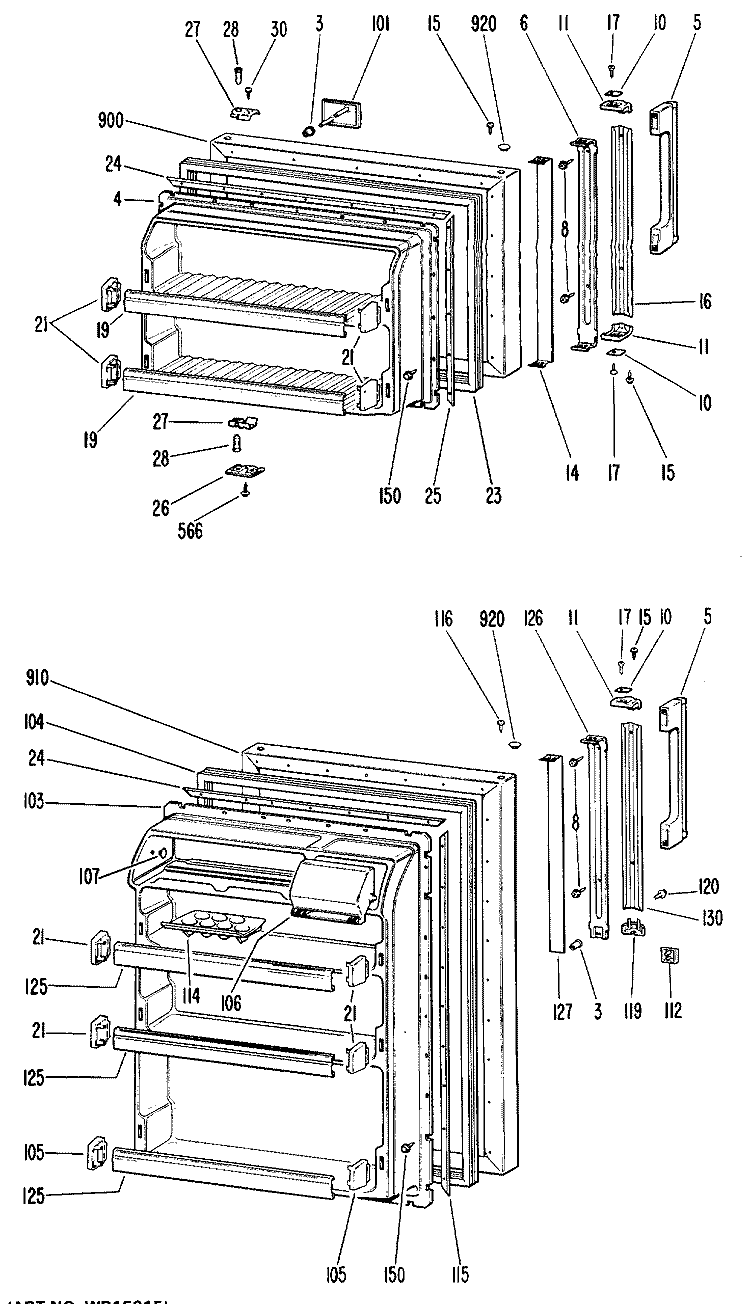 Section Diagram and Parts List for CTX18LFBR  Hotpoint Refrigerator