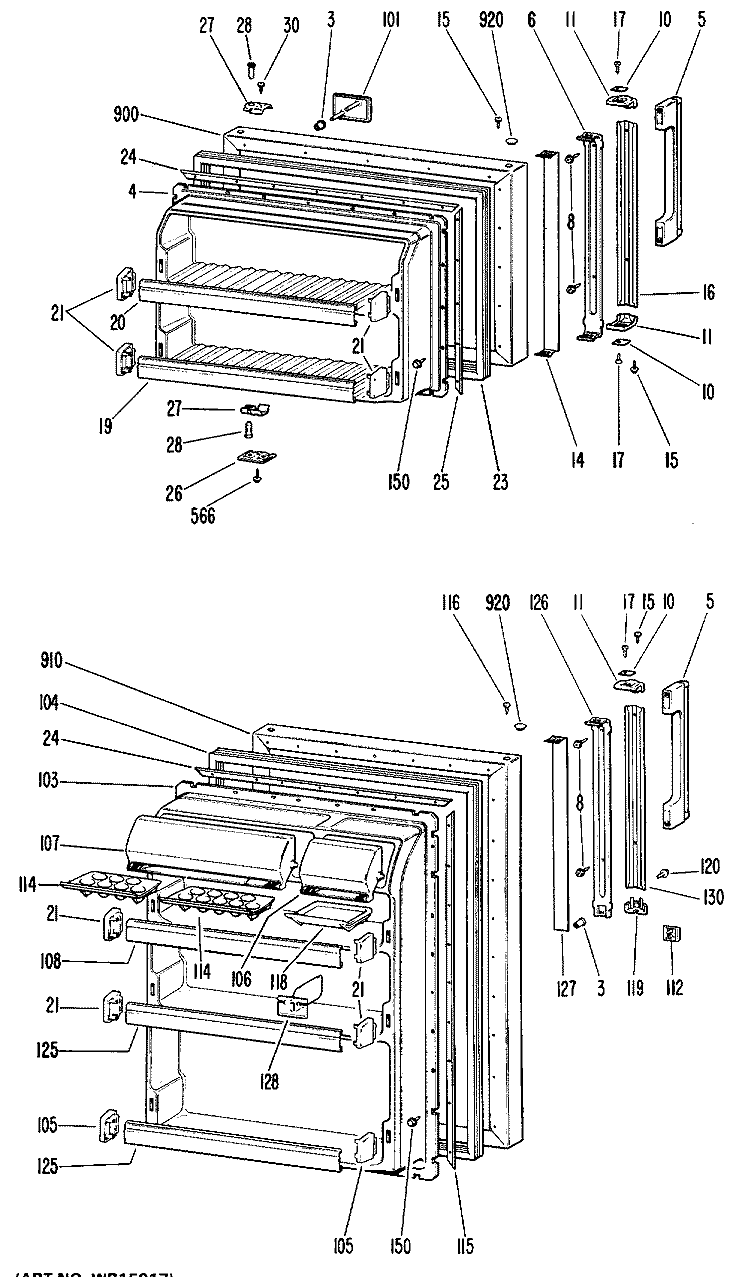 Section Diagram and Parts List for CTX20EFBR  Hotpoint Refrigerator