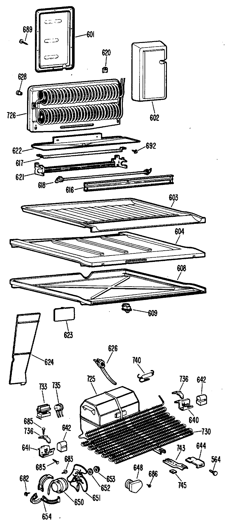 Section Diagram and Parts List for CTX20EFBR  Hotpoint Refrigerator