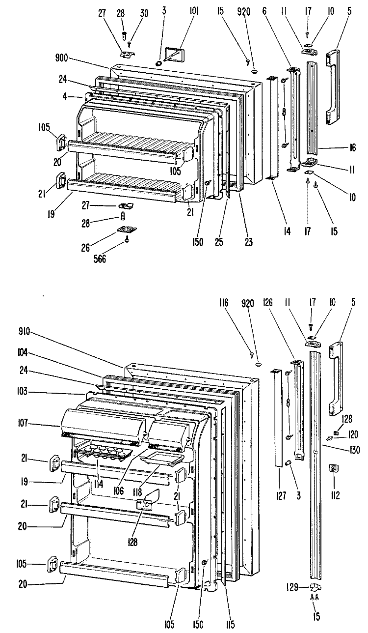 Section Diagram and Parts List for CTX23GFBR  Hotpoint Refrigerator
