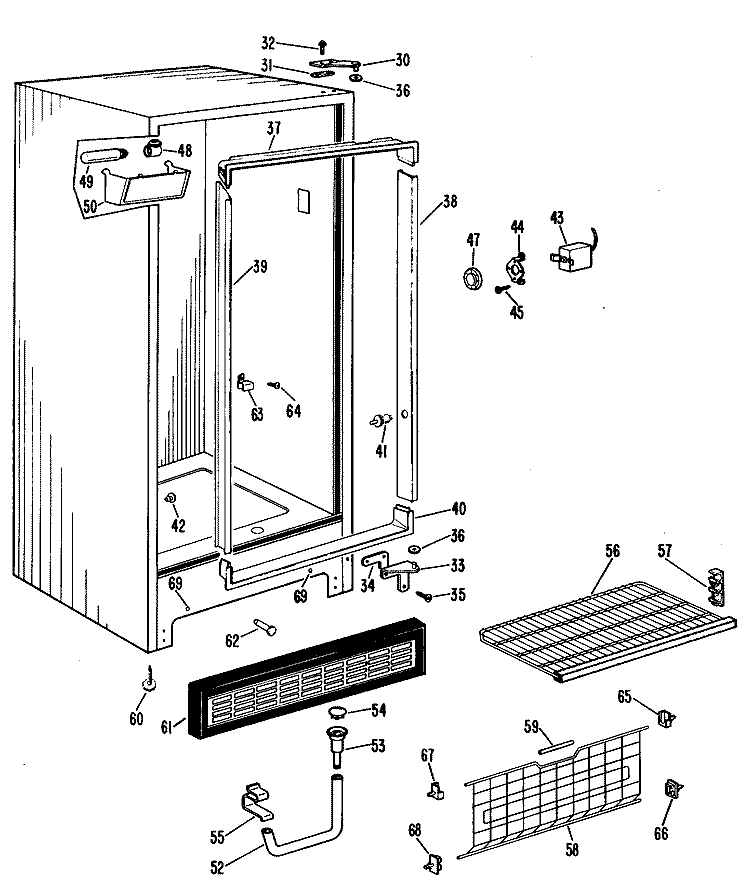 Section Diagram and Parts List for FV19CFB  Hotpoint Freezer