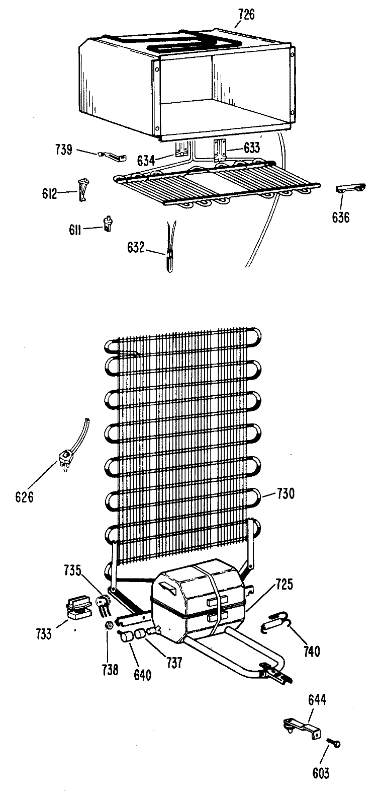 Section Diagram and Parts List for CTA12CFBL  Hotpoint Refrigerator
