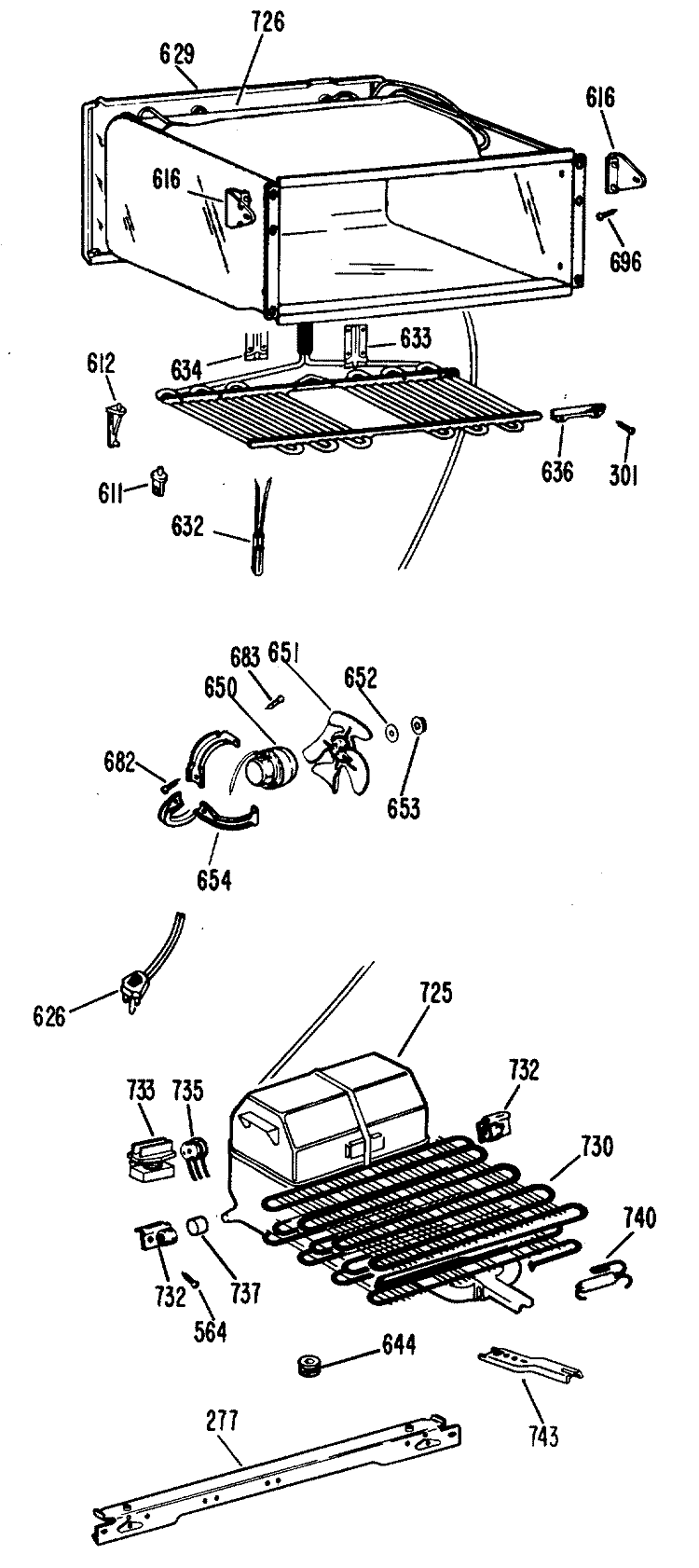 Section Diagram and Parts List for CTA14CFBR  Hotpoint Refrigerator