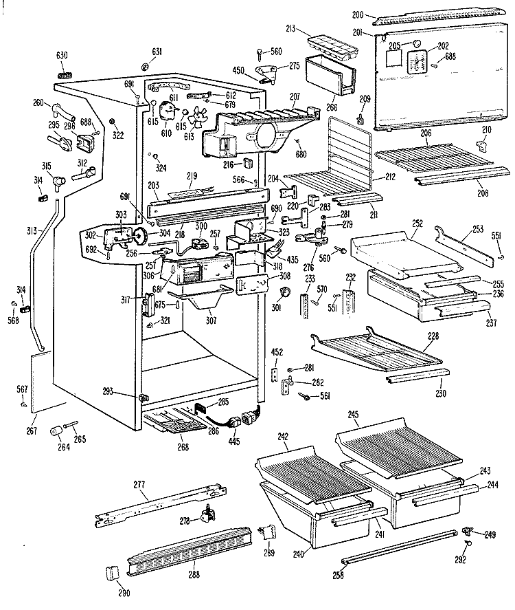 Section Diagram and Parts List for CTF20EFCR  Hotpoint Refrigerator