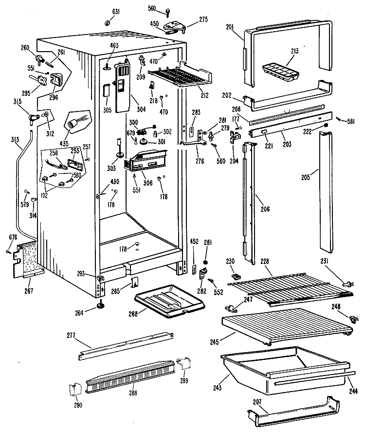 Section Diagram and Parts List for CTF15CFCL  Hotpoint Refrigerator