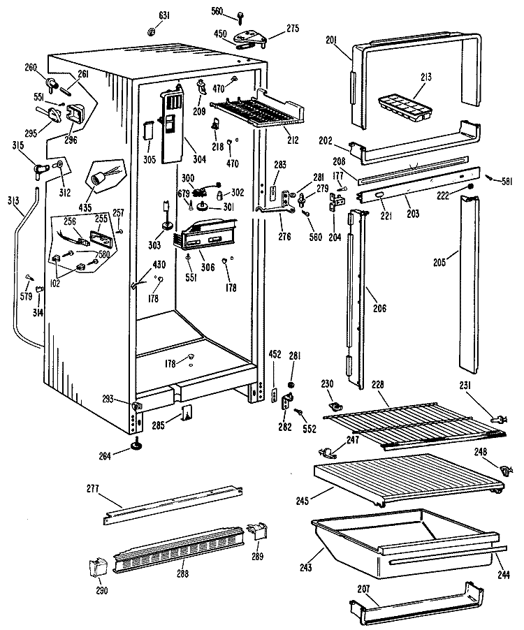 Section Diagram and Parts List for CTF16CGBL  Hotpoint Refrigerator
