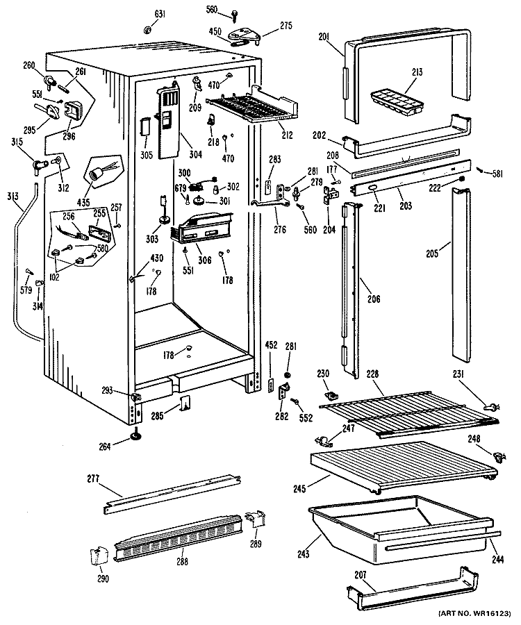 Section Diagram and Parts List for CTF14CGCL  Hotpoint Refrigerator