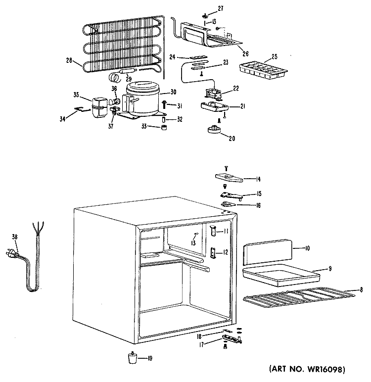 Section Diagram and Parts List for SSD2CGB  Hotpoint Refrigerator
