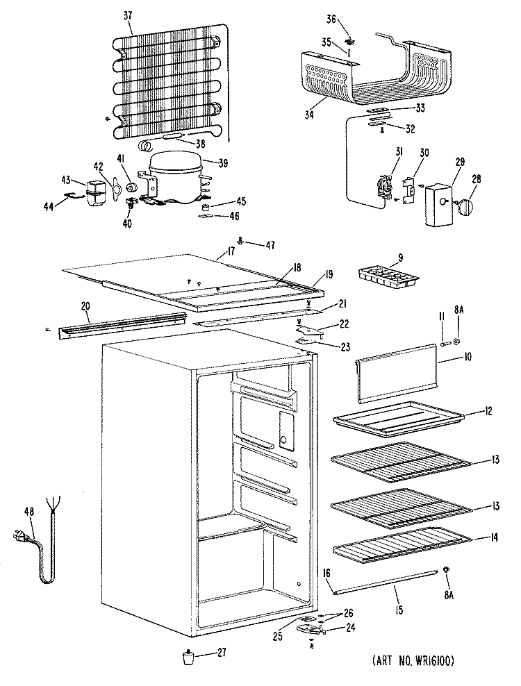 Section Diagram and Parts List for SSD4CGB  Hotpoint Refrigerator
