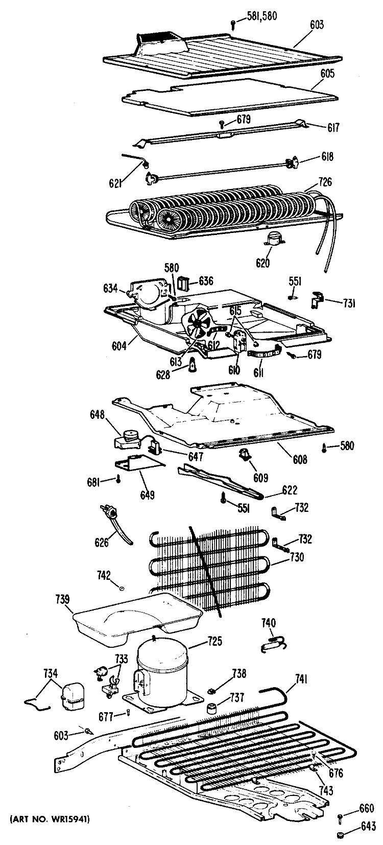 Section Diagram and Parts List for CTF16CGCR  Hotpoint Refrigerator