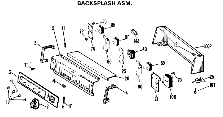 BACKSPLASH ASM. Diagram and Parts List for DLB2880DCL  Hotpoint Dryer