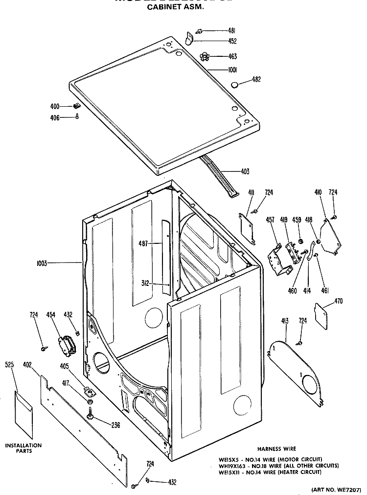 CABINET ASM. Diagram and Parts List for DLB2880DCL  Hotpoint Dryer