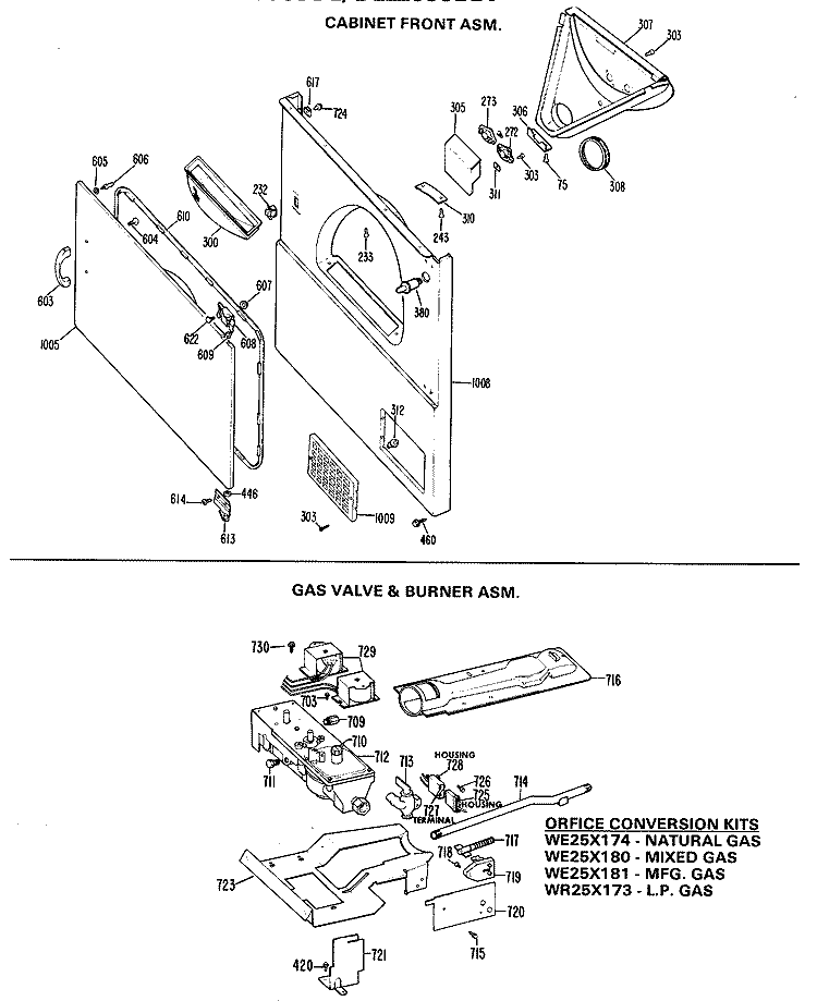 CABINET FRONT ASM. Diagram and Parts List for DLL1550BDL  Hotpoint Dryer
