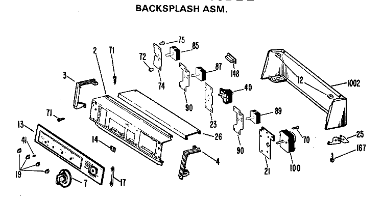 BACKSPLASH ASM. Diagram and Parts List for DLB2880DDL  Hotpoint Dryer