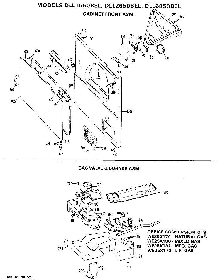 CABINET FRONT ASM. Diagram and Parts List for DLL1550BEL  Hotpoint Dryer