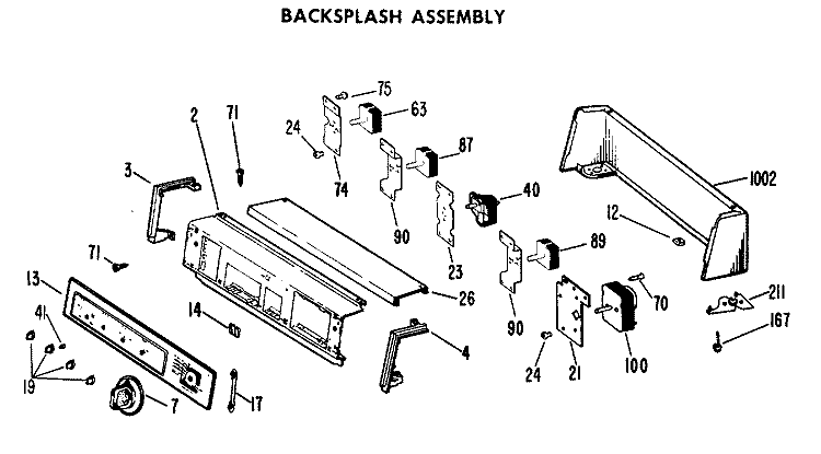 BACKSPLASH ASSEMBLY Diagram and Parts List for DLL2880DHL  Hotpoint Dryer