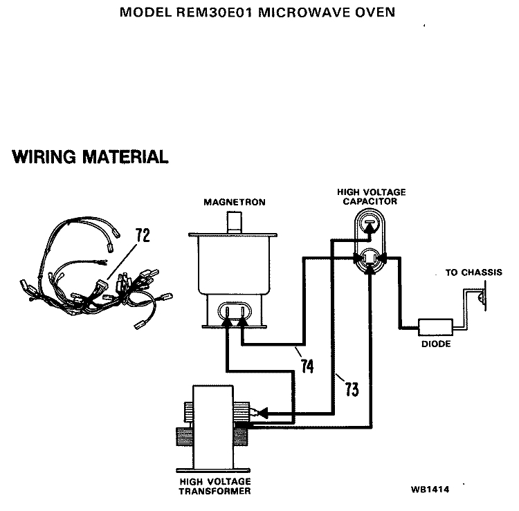WIRING MATERIAL Diagram and Parts List for REM30E01  Hotpoint Microwave