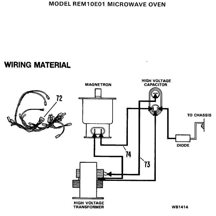 WIRING MATERIAL Diagram and Parts List for REM10E01  Hotpoint Microwave