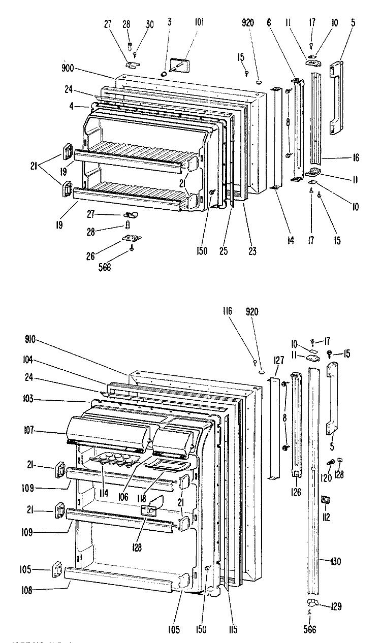 Section Diagram and Parts List for CTX18GGBR  Hotpoint Refrigerator