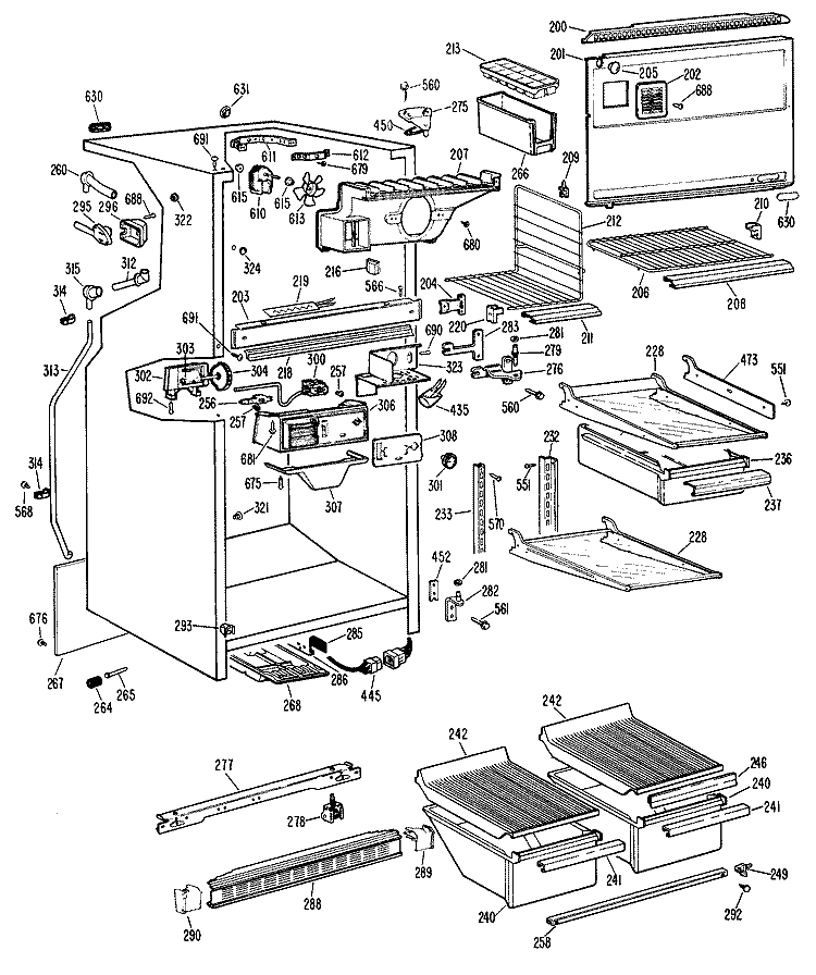 Section Diagram and Parts List for CTX18GGBR  Hotpoint Refrigerator