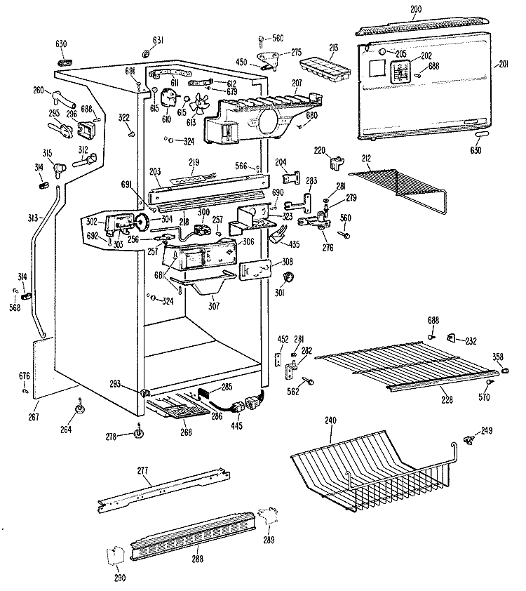 Section Diagram and Parts List for CTX18LGCR  Hotpoint Refrigerator