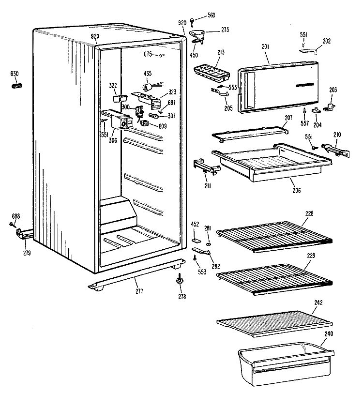Section Diagram and Parts List for SSD14CGBR  Hotpoint Refrigerator
