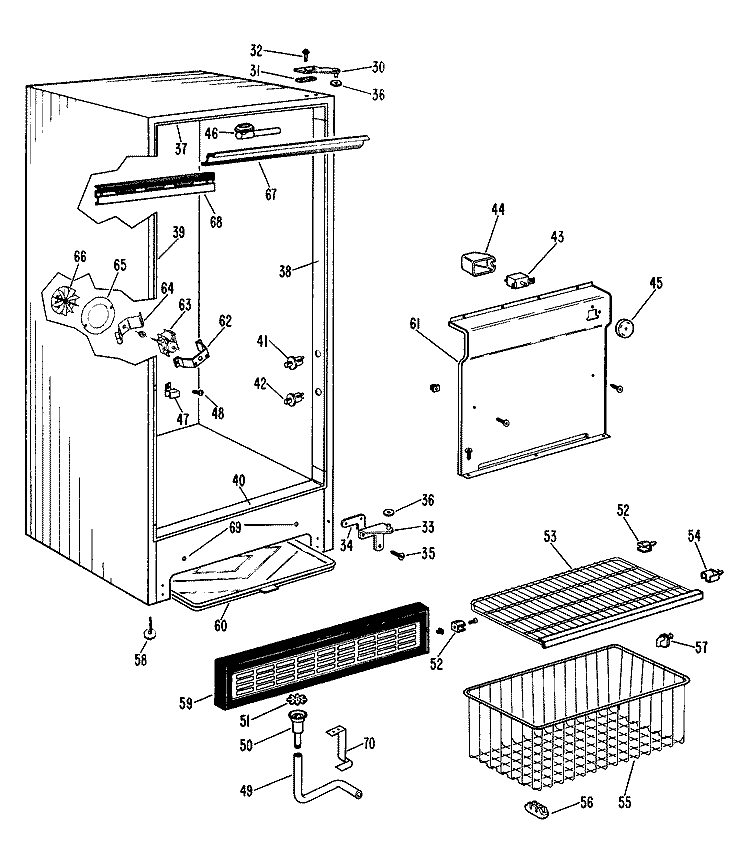 Section Diagram and Parts List for FVF16EGB  Hotpoint Freezer