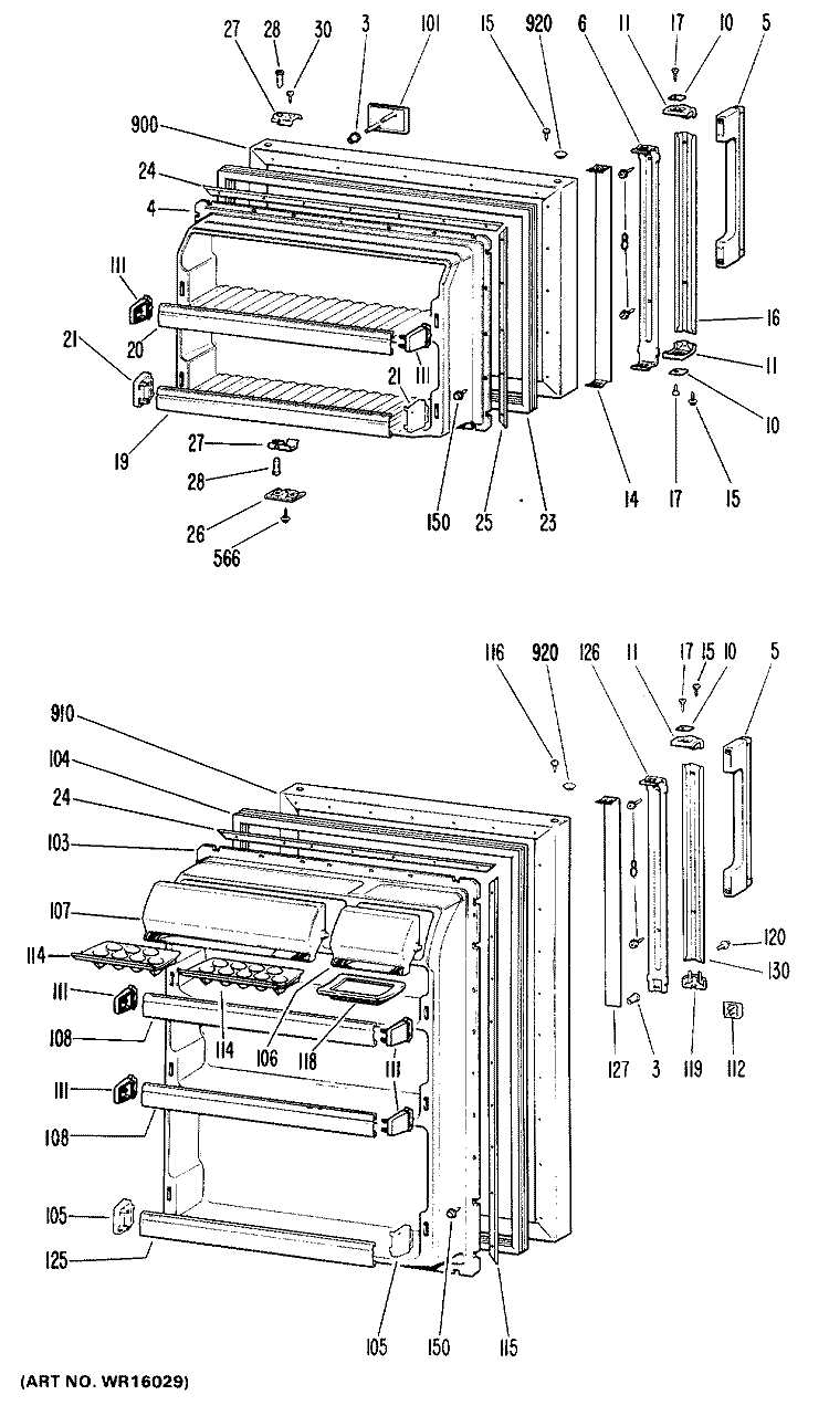 Section Diagram and Parts List for CTX20EGBR  Hotpoint Refrigerator