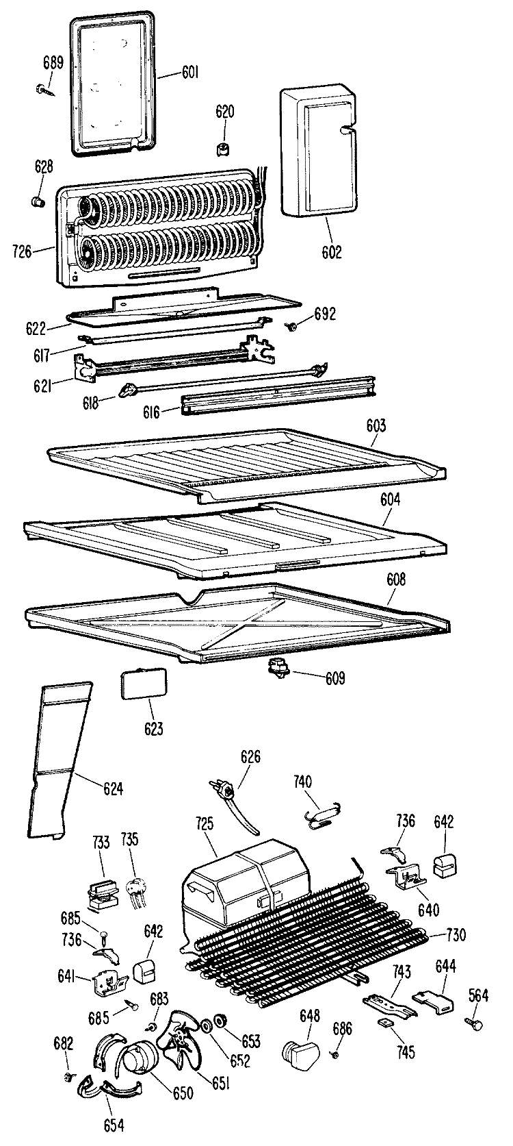 Section Diagram and Parts List for CTX20GGBR  Hotpoint Refrigerator