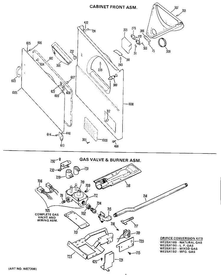 CABINET FRONT ASM. Diagram and Parts List for DLL6850BFL  Hotpoint Dryer