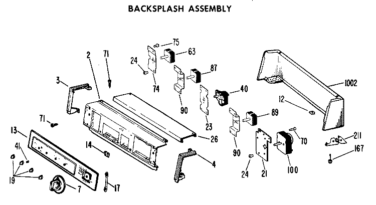 BACKSPLASH ASSEMBLY Diagram and Parts List for DLL2880DKL  Hotpoint Dryer