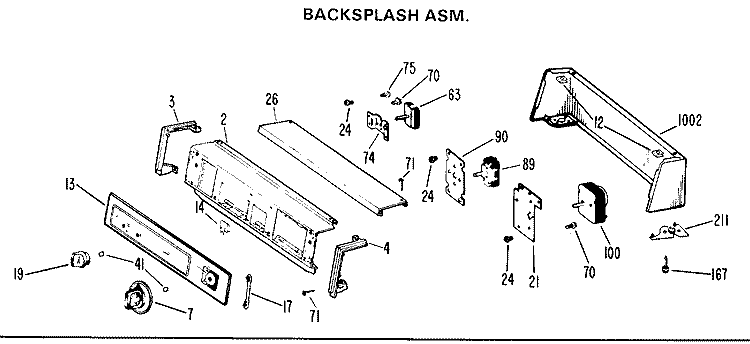 BACKSPLASH ASM. Diagram and Parts List for DLL2450BGL  Hotpoint Dryer