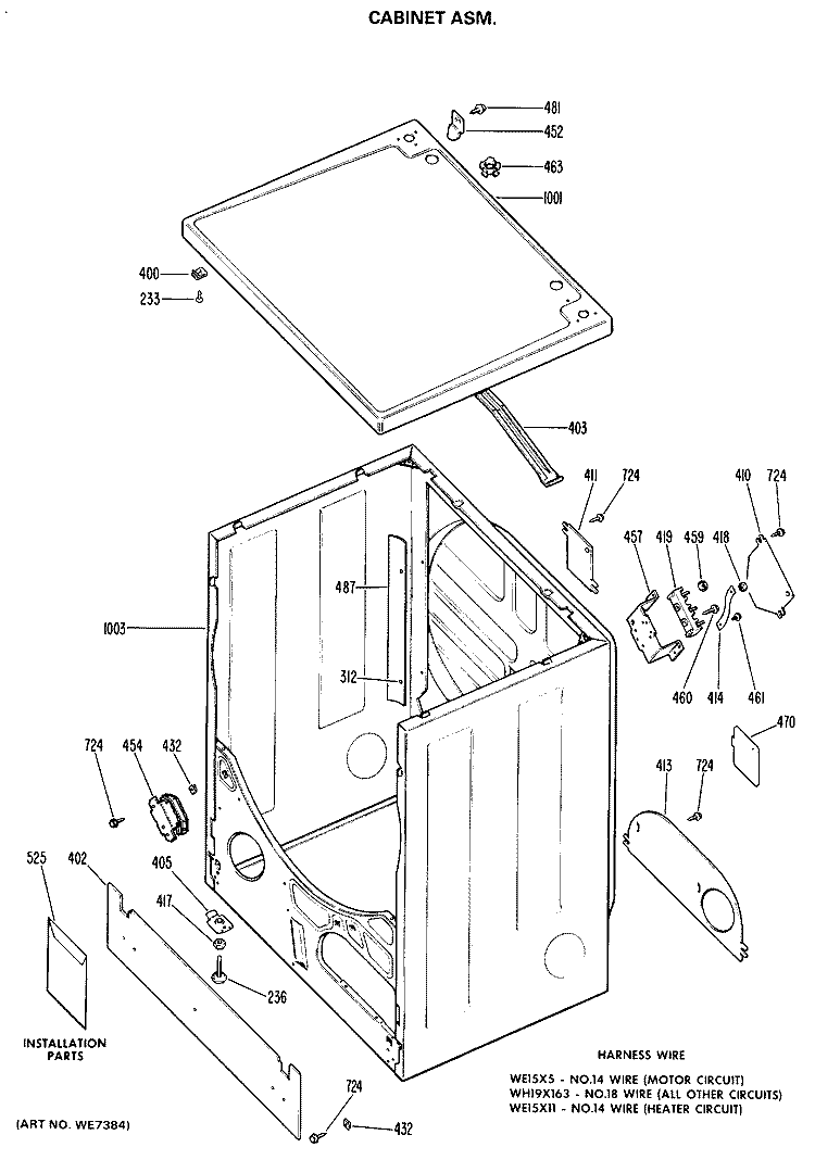 CABINET ASM. Diagram and Parts List for DLB2880DEL  Hotpoint Dryer
