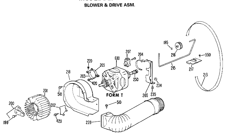 BLOWER & DRIVE ASM. Diagram and Parts List for DLB2880DEL  Hotpoint Dryer
