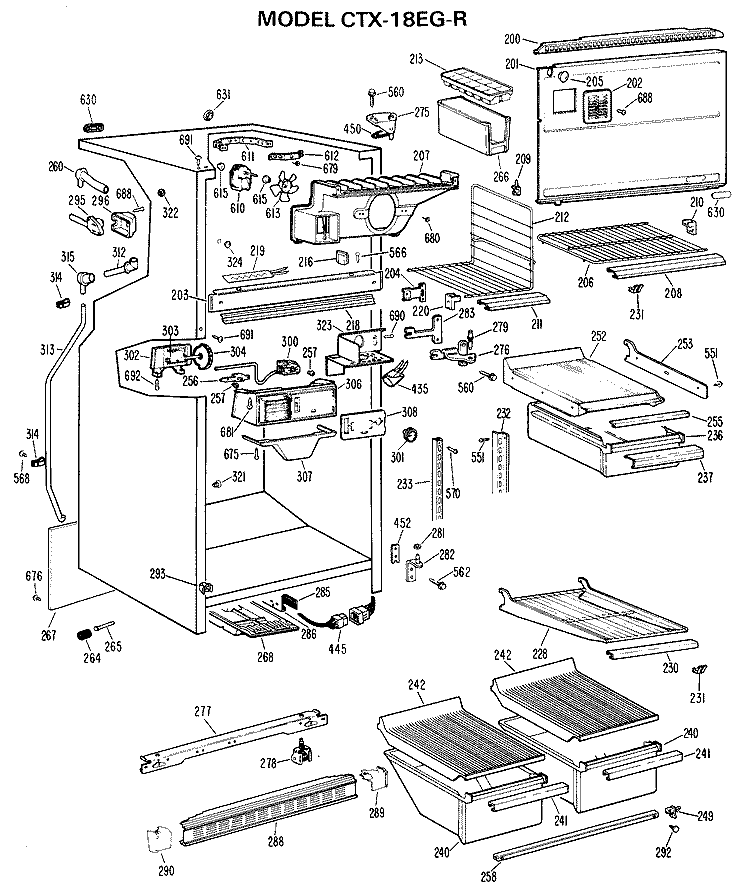 Section Diagram and Parts List for CTX18EGRR  Hotpoint Refrigerator
