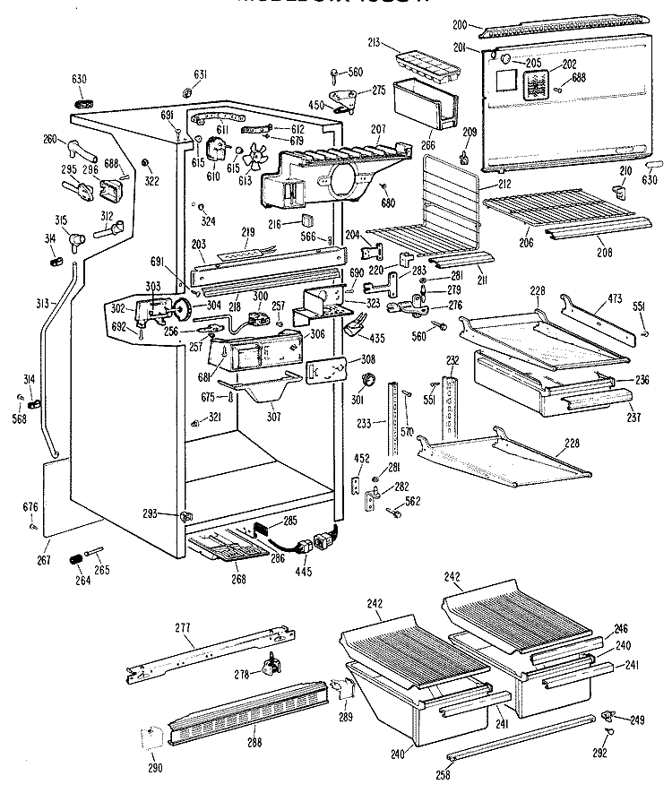 Section Diagram and Parts List for CTX18GGRR  Hotpoint Refrigerator