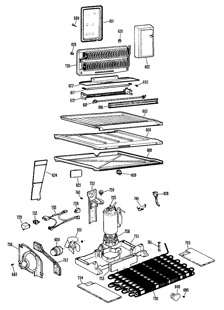 Section Diagram and Parts List for CTX18GGRR  Hotpoint Refrigerator