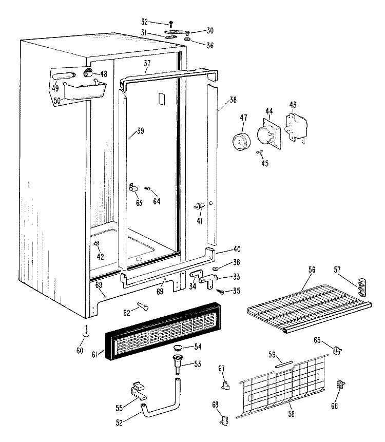 Section Diagram and Parts List for FV19CJB  Hotpoint Freezer