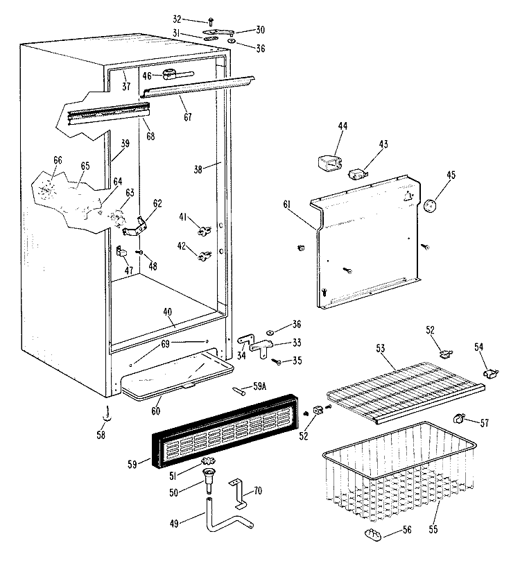 Section Diagram and Parts List for FVF16EJB  Hotpoint Freezer