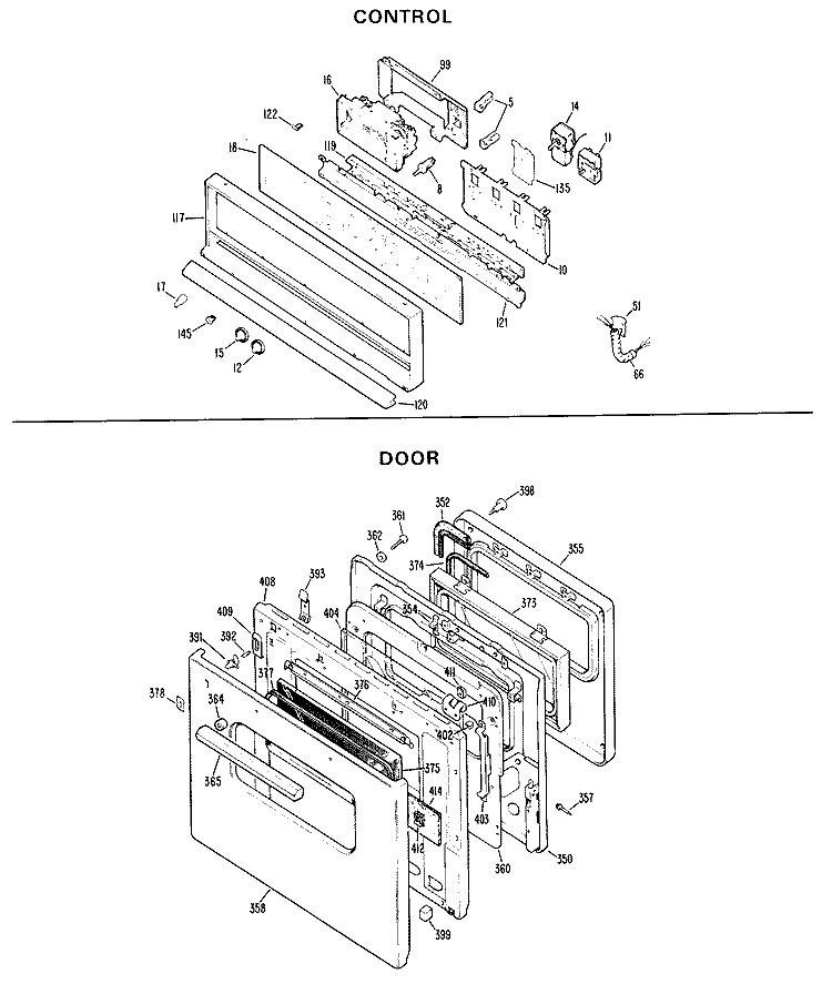 CONTROL Diagram and Parts List for RK747*J1  Hotpoint Wall Oven