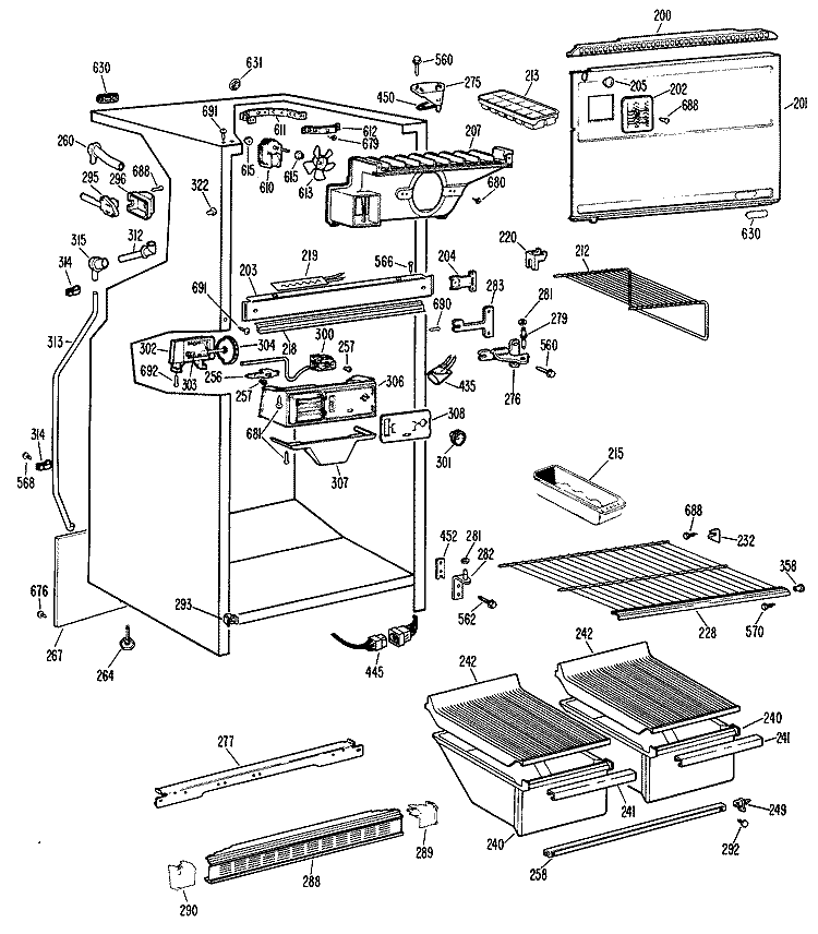 Section Diagram and Parts List for CTX18CHBR  Hotpoint Refrigerator