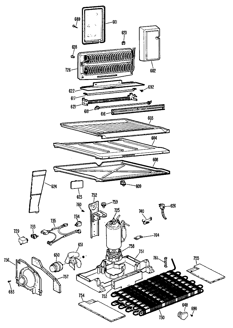 Section Diagram and Parts List for CTX18CHBR  Hotpoint Refrigerator