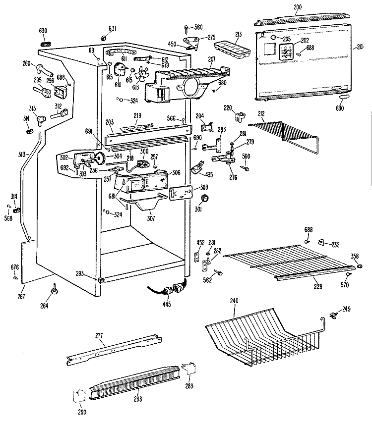 Section Diagram and Parts List for CTX18LGRR  Hotpoint Refrigerator