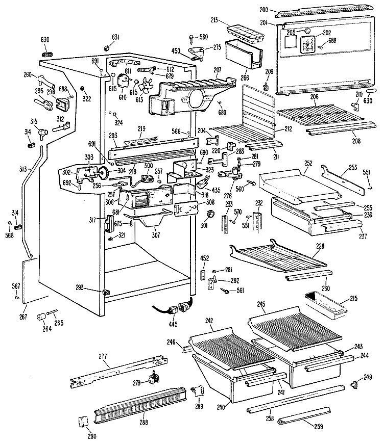 Section Diagram and Parts List for CTX20EHBR  Hotpoint Refrigerator