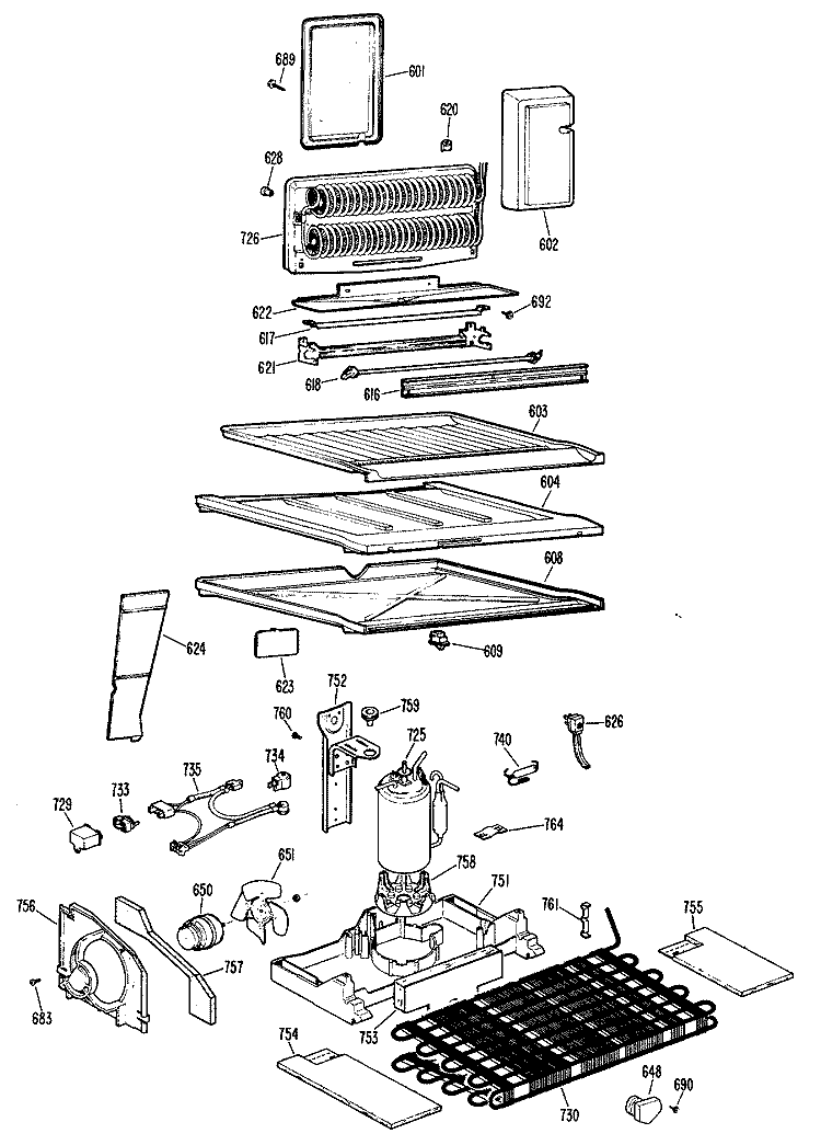 Section Diagram and Parts List for CTX20EHBR  Hotpoint Refrigerator