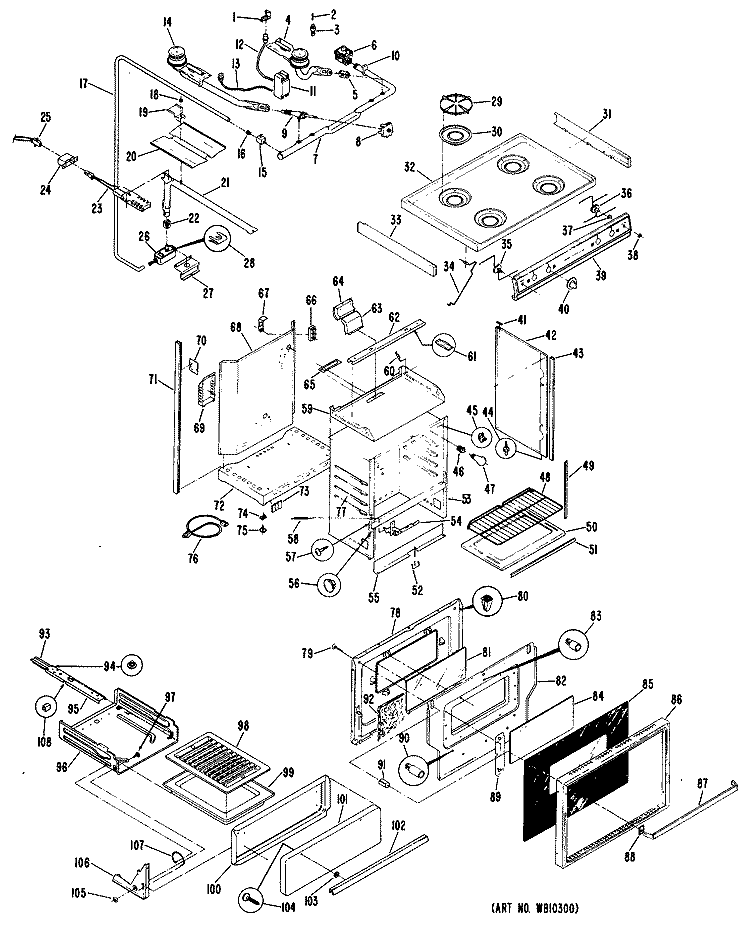 Section Diagram and Parts List for RGH846GEH2  Hotpoint Range
