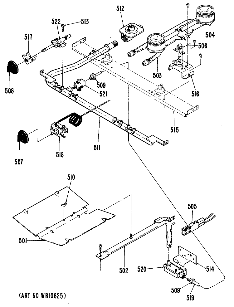 Section Diagram and Parts List for RGB628GEJ1  Hotpoint Range