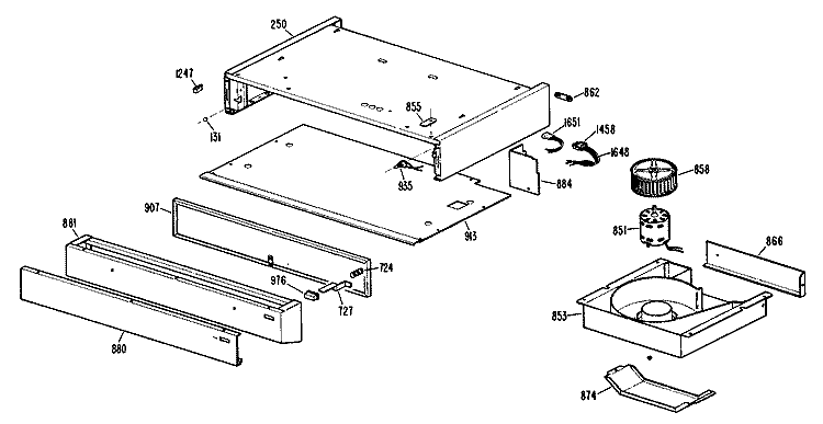 Section Diagram and Parts List for JN361*01  General Electric Range Hood